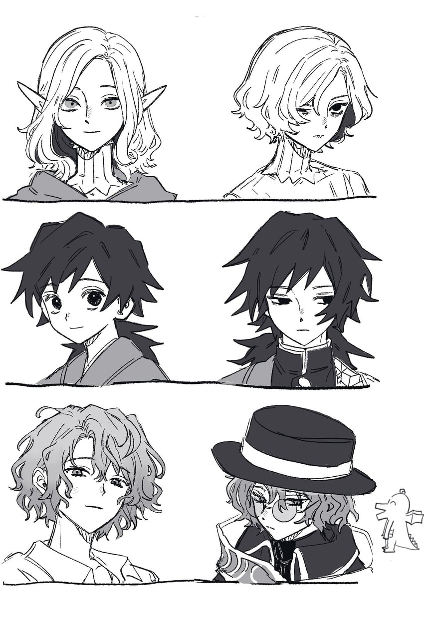 mithrun, tomioka giyuu, and nakahara chuuya (kimetsu no yaiba and 2 more) drawn by u62yyci