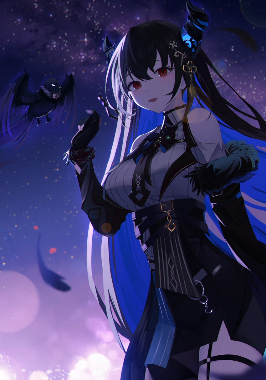 nerissa ravencroft and shadow (hololive and 1 more) drawn by jiang_ye_kiri
