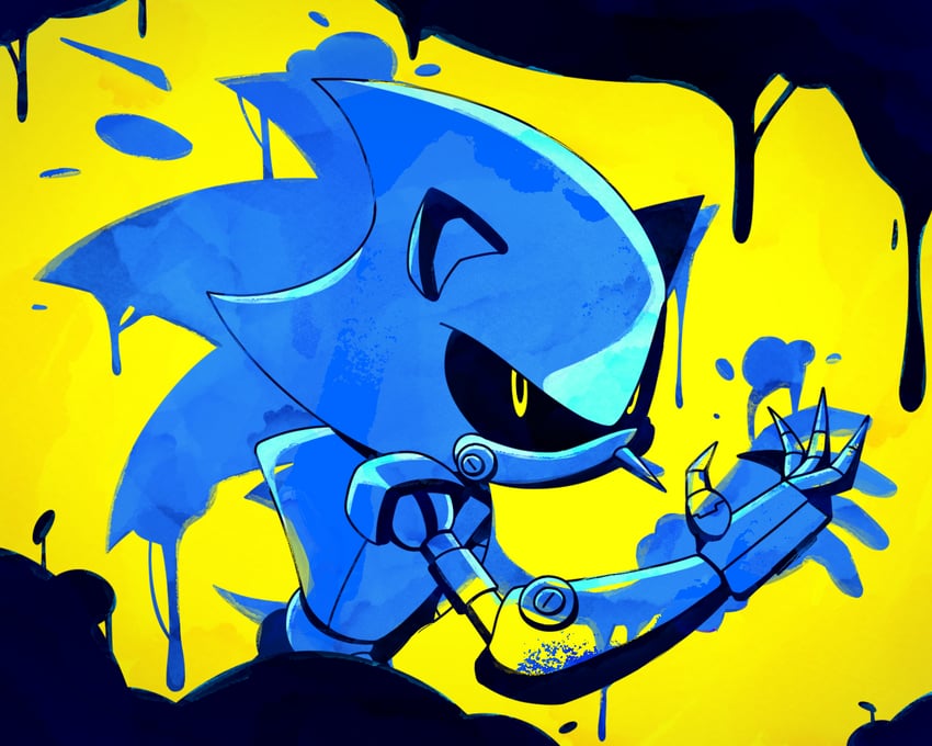 sonic the hedgehog and metal sonic (sonic) drawn by leaf--storm