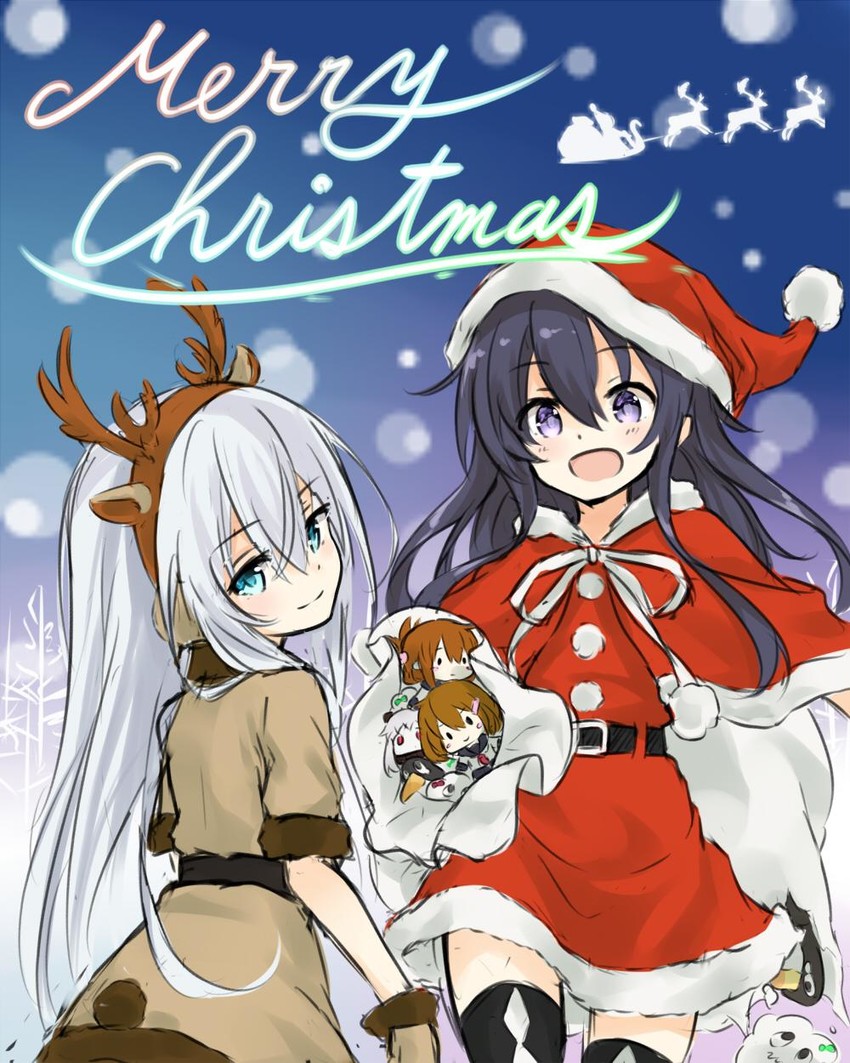 hibiki, inazuma, ikazuchi, akatsuki, northern ocean princess, and 1 more (kantai collection) drawn by azuuru