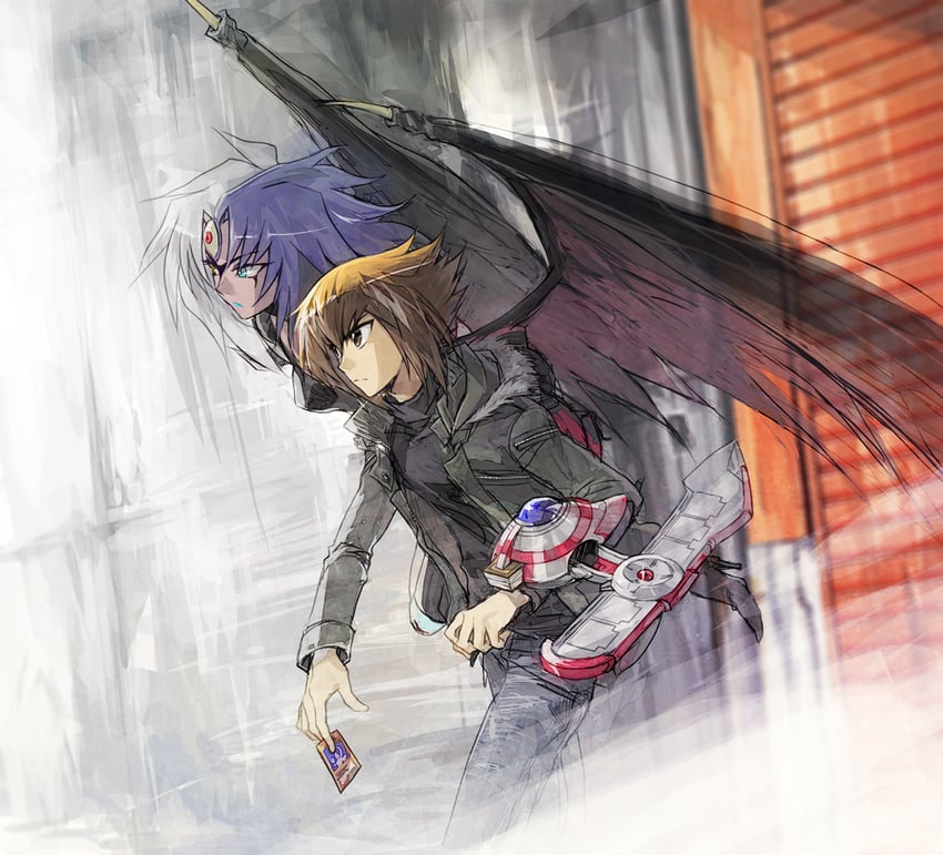 yuki judai and yubel (yu-gi-oh! and 1 more) drawn by moribuden