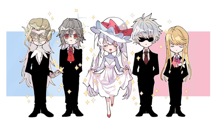 marie antoinette, antonio salieri, chevalier d'eon, wolfgang amadeus mozart, and charles-henri sanson (fate and 1 more) drawn by ayatsuku82