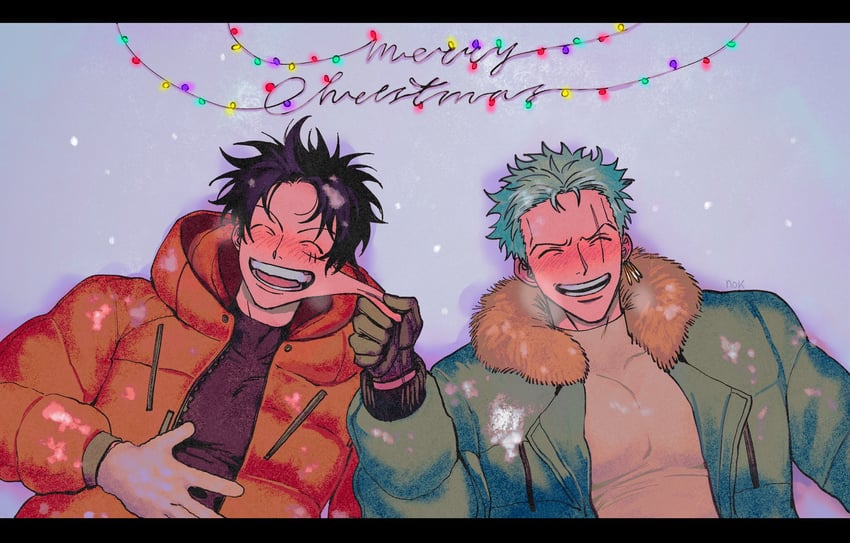 monkey d. luffy and roronoa zoro (one piece) drawn by nok_(nok_1)