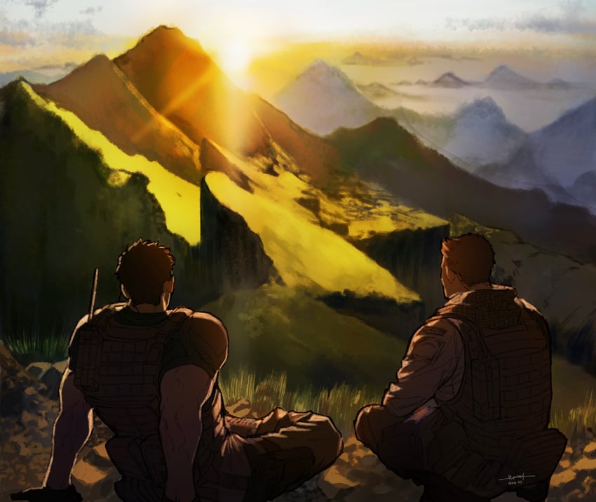 chris redfield and piers nivans (resident evil and 1 more) drawn by moto23059