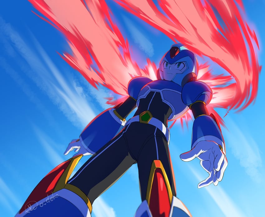 x and new armor x (mega man and 2 more) drawn by o_deko