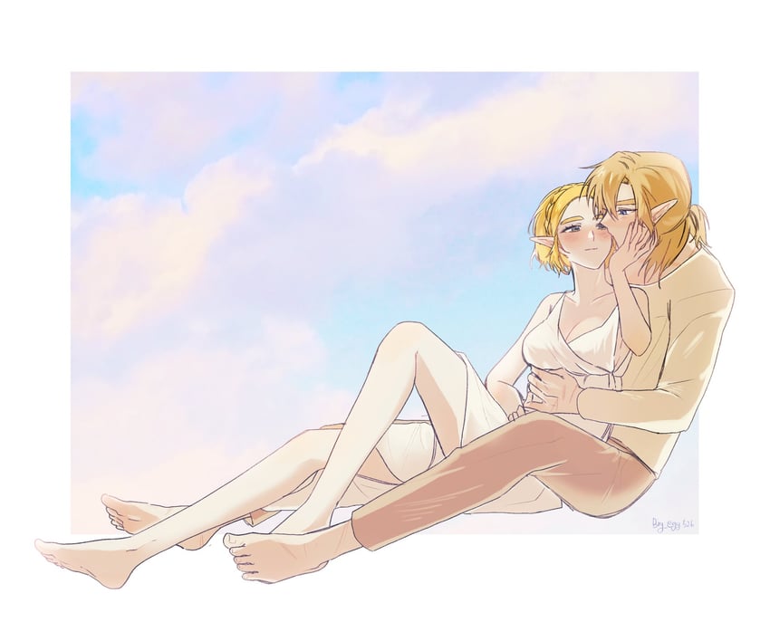 link and princess zelda (the legend of zelda and 1 more) drawn by big_egg526