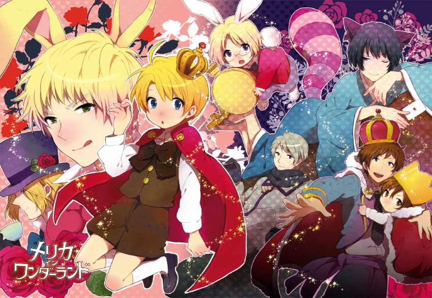 america, united kingdom, japan, russia, white rabbit, and 6 more (axis powers hetalia and 1 more) drawn by tomako