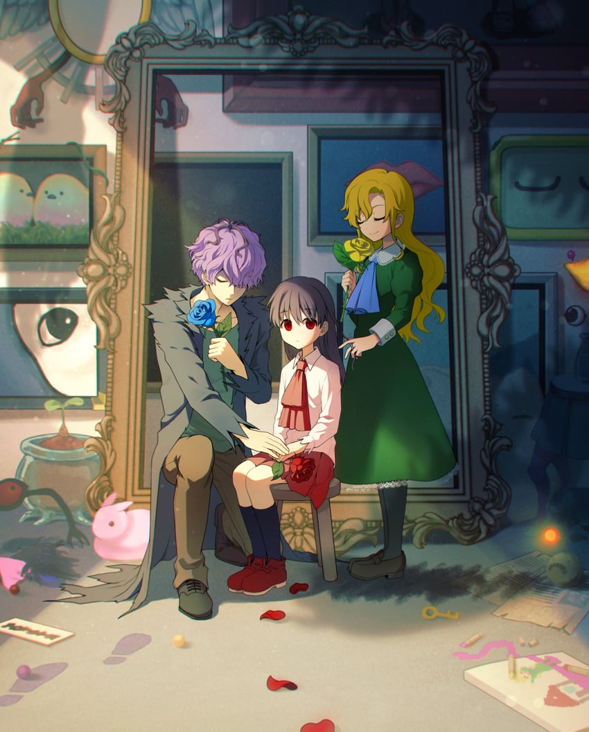 ib, mary, and garry (ib) drawn by abiko_yuuji