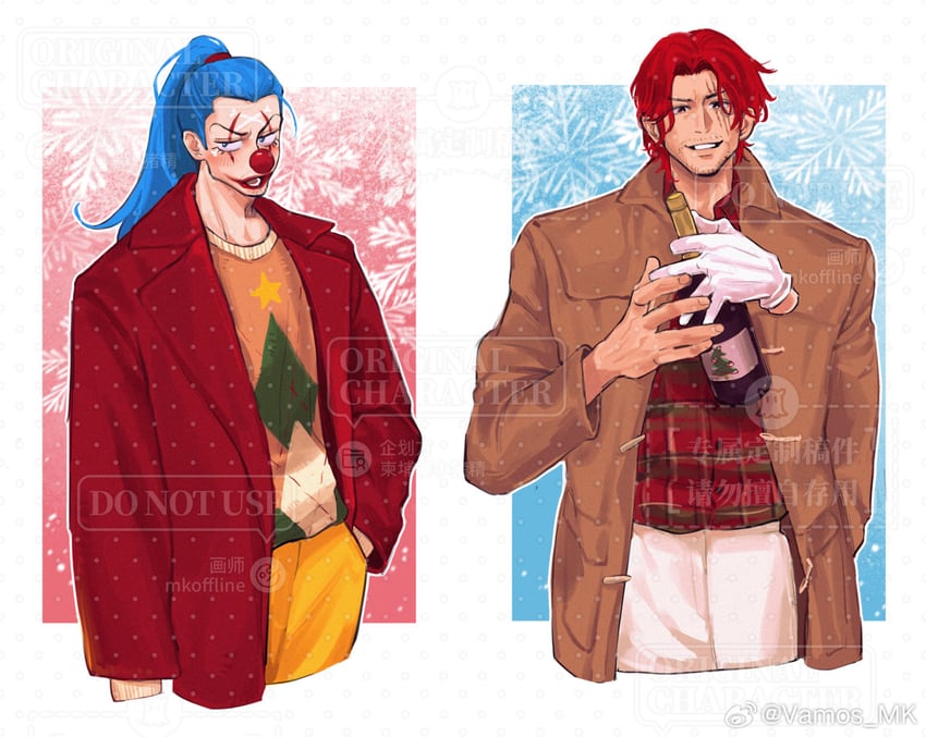 shanks and buggy the clown (one piece) drawn by vamos_mk