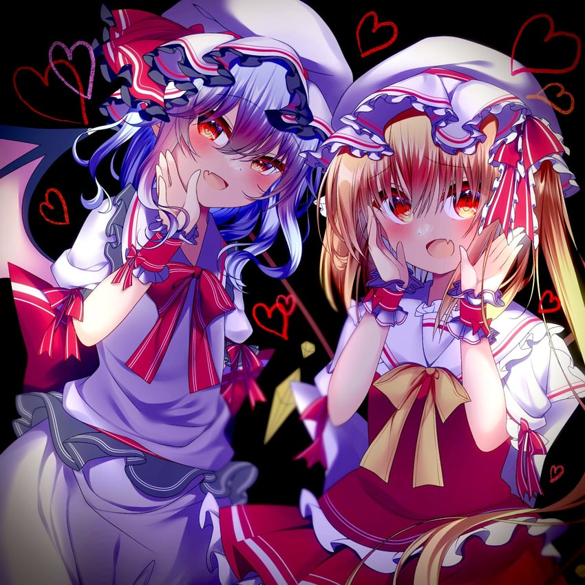 remilia scarlet and flandre scarlet (touhou) drawn by koharu_hiyorii