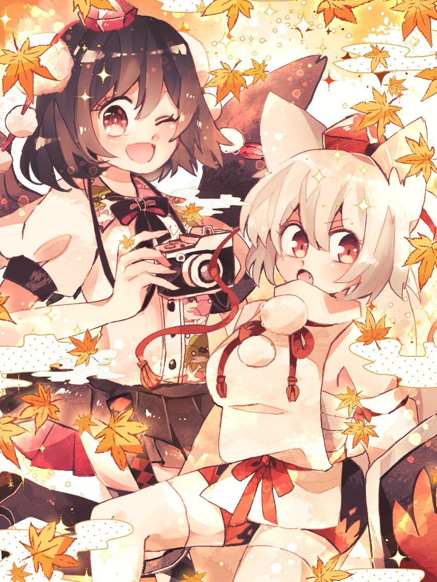 shameimaru aya and inubashiri momiji (touhou) drawn by ratto_(mobilis_1870)