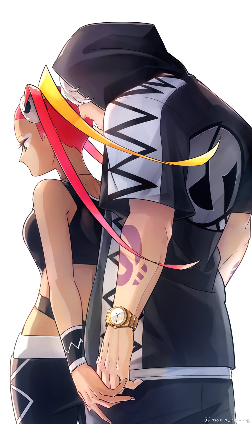 guzma and plumeria (pokemon and 1 more) drawn by mario_(2669431)