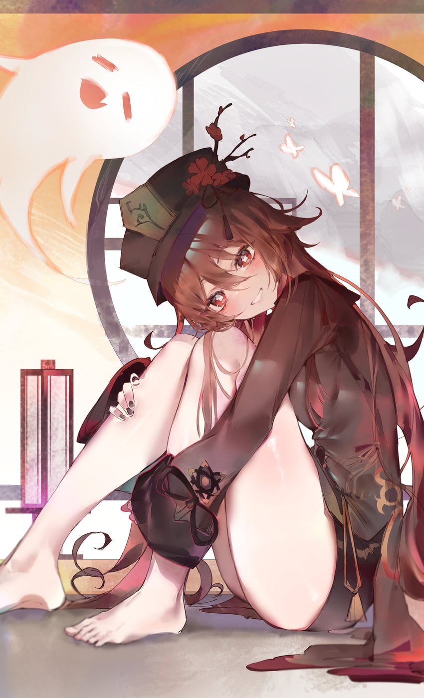 hu tao and boo tao (genshin impact) drawn by cocoballking