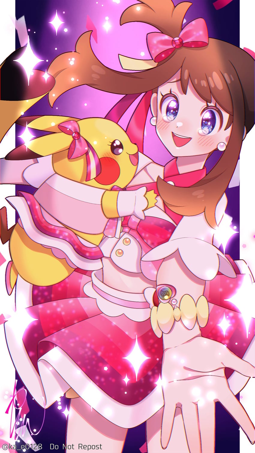 pikachu, cosplay pikachu, may, and pikachu pop star (pokemon and 1 more) drawn by hana_e_(ka_e0128)