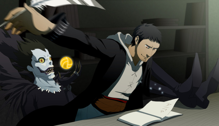ryuk and malik al-sayf (death note and 1 more) drawn by gb_(doubleleaf)