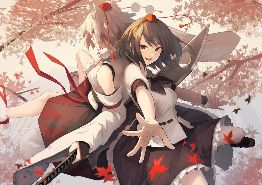 shameimaru aya and inubashiri momiji (touhou) drawn by fami_(yellow_skies)