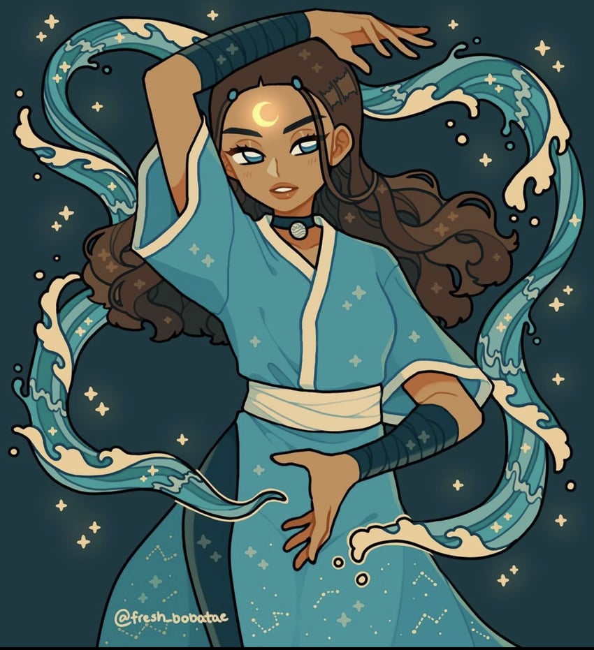 katara (avatar legends and 1 more) drawn by emily_kim