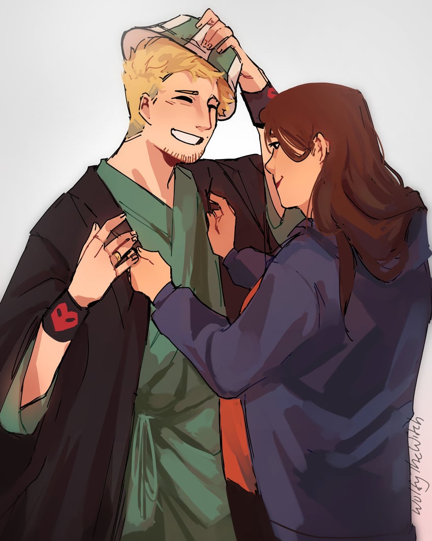 ph1lza and misstrixtin (real life and 1 more) drawn by wolfythewitch