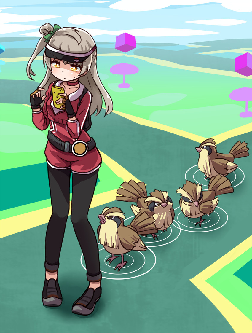 minami kotori, female protagonist, and pidgey (pokemon and 3 more) drawn by shipii_(jigglypuff)