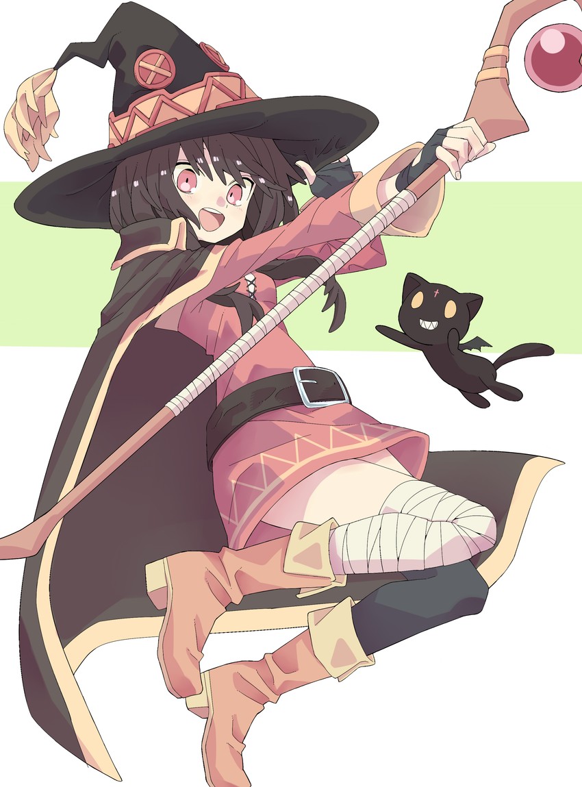 megumin and chomusuke (kono subarashii sekai ni shukufuku wo!) drawn by banana_takemura