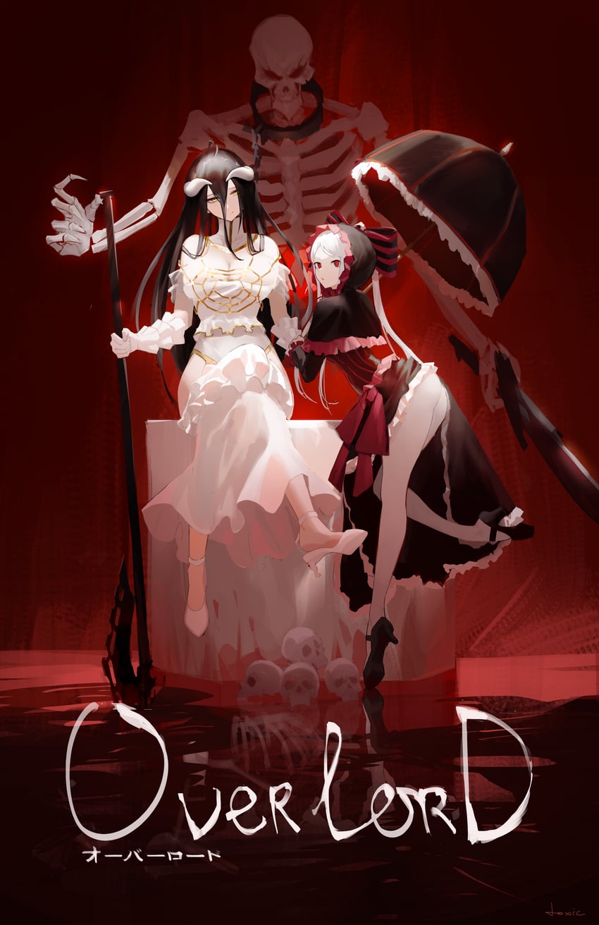 albedo, ainz ooal gown, and shalltear bloodfallen (overlord) drawn by toxic_(toxicv)