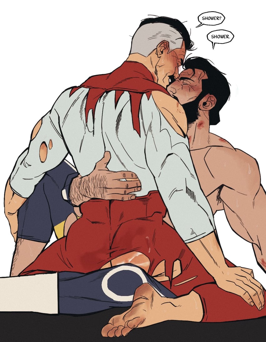 omni-man, nolan grayson, and the immortal (invincible) drawn by bonjourdraws