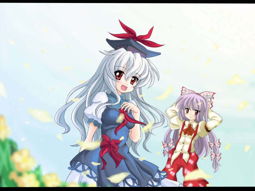 fujiwara no mokou and kamishirasawa keine (touhou) drawn by north_abyssor
