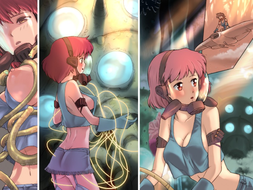 nausicaa and ohmu (kaze no tani no nausicaa) drawn by kikumaru_bunta