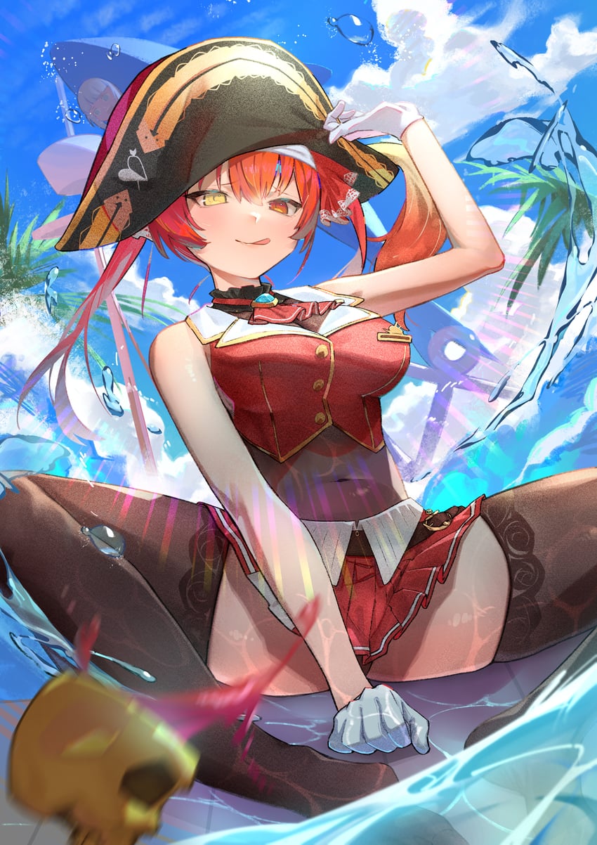 gawr gura, houshou marine, and dokuro-kun (hololive and 1 more) drawn by kouhiipan