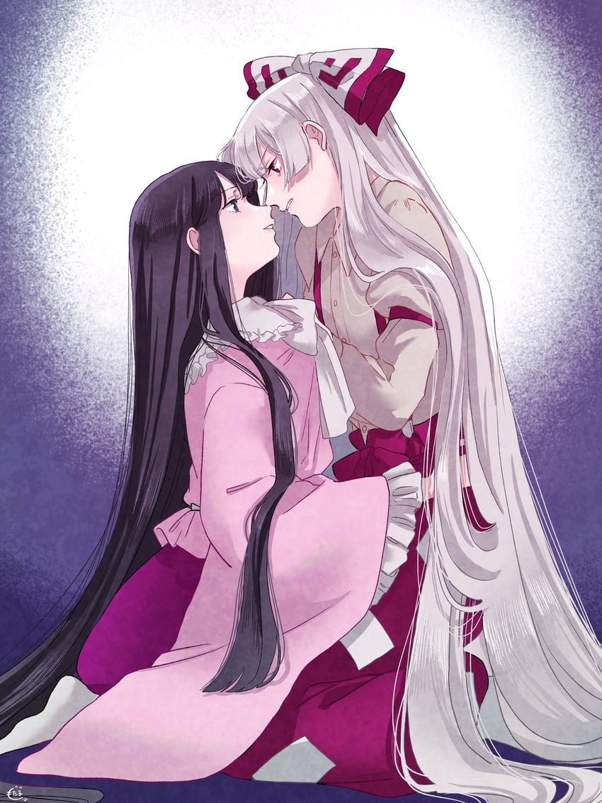 fujiwara no mokou and houraisan kaguya (touhou) drawn by mokoiscat