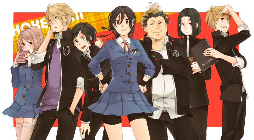 kaburagi maya, mimasaka rentarou, hanamaki miku, ashitaba iku, yasuda mitsuhiro, and 2 more (hokenshitsu no shinigami) drawn by komasawa_(fmn-ppp)