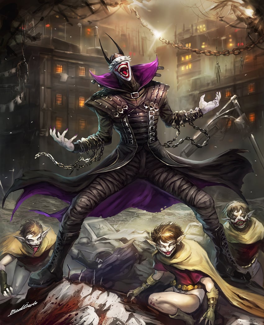 robin and the batman who laughs (dc comics and 1 more) drawn by madowl