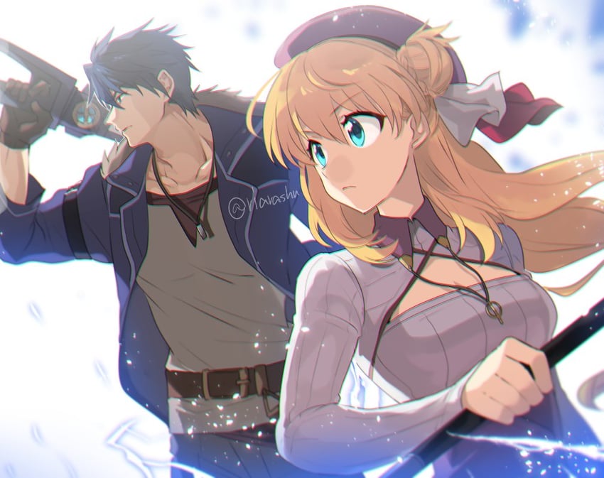 agnes claudel and van arkride (eiyuu densetsu and 2 more) drawn by riarashu