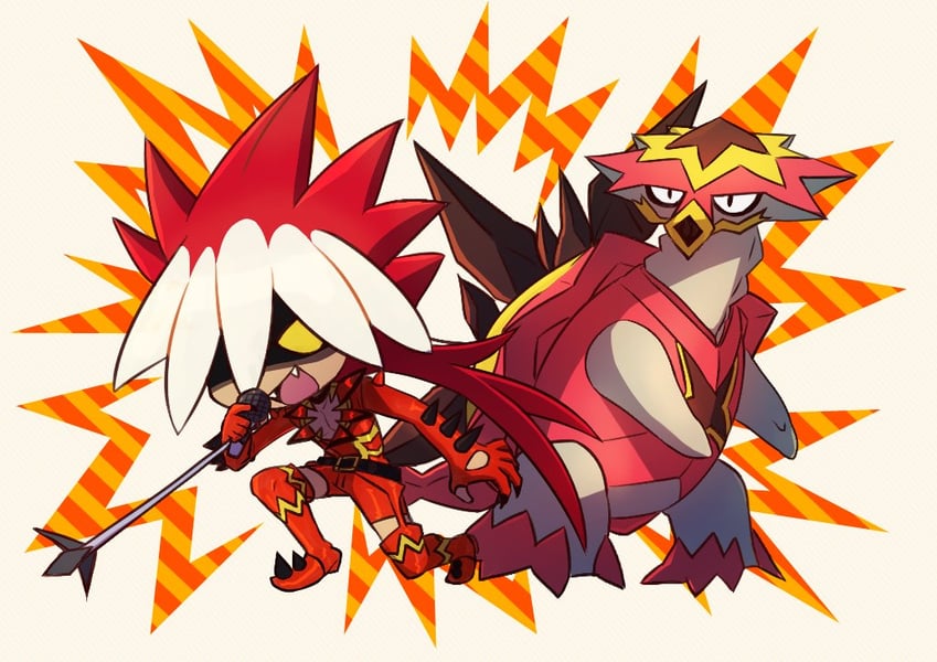 turtonator and ryuki (pokemon and 1 more) drawn by haruki_sparsa