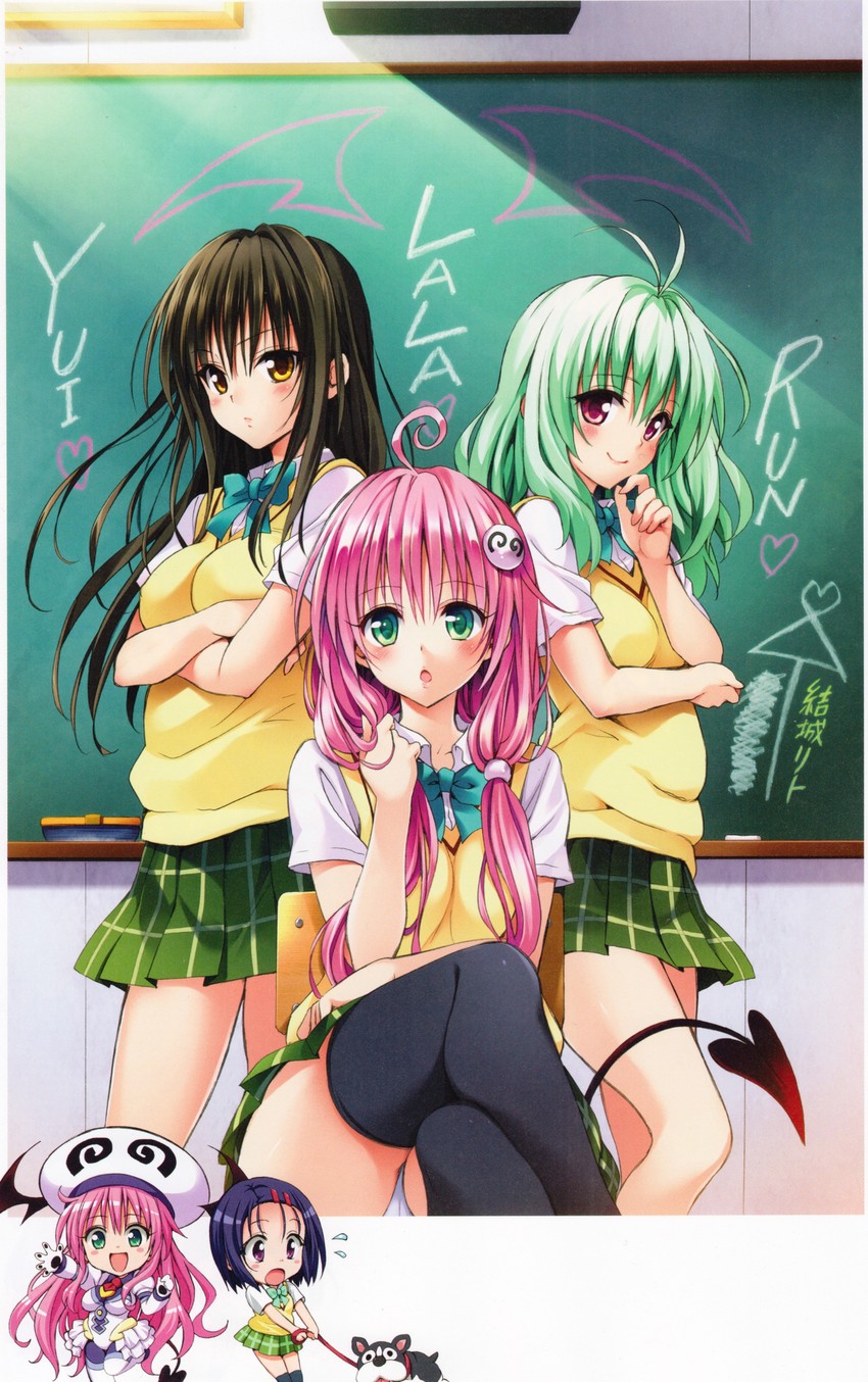 lala satalin deviluke, kotegawa yui, sairenji haruna, run elsie jewelria, and marron (to love-ru and 1 more) drawn by yabuki_kentarou