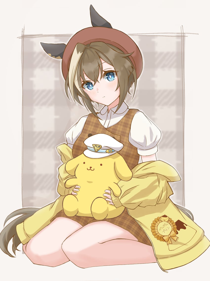 cheval grand and pompompurin (umamusume and 1 more) drawn by kuruton_(krtn_gameac)