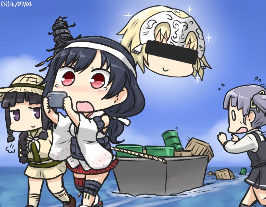 jeanne d'arc, kitakami, yamashiro, ooshio, kitakami kai ni, and 2 more (kantai collection and 3 more) drawn by hamu_koutarou