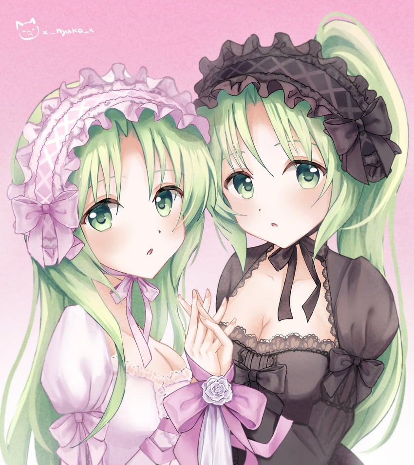 sonozaki mion and sonozaki shion (higurashi no naku koro ni) drawn by nyako_(x_nyako_x)