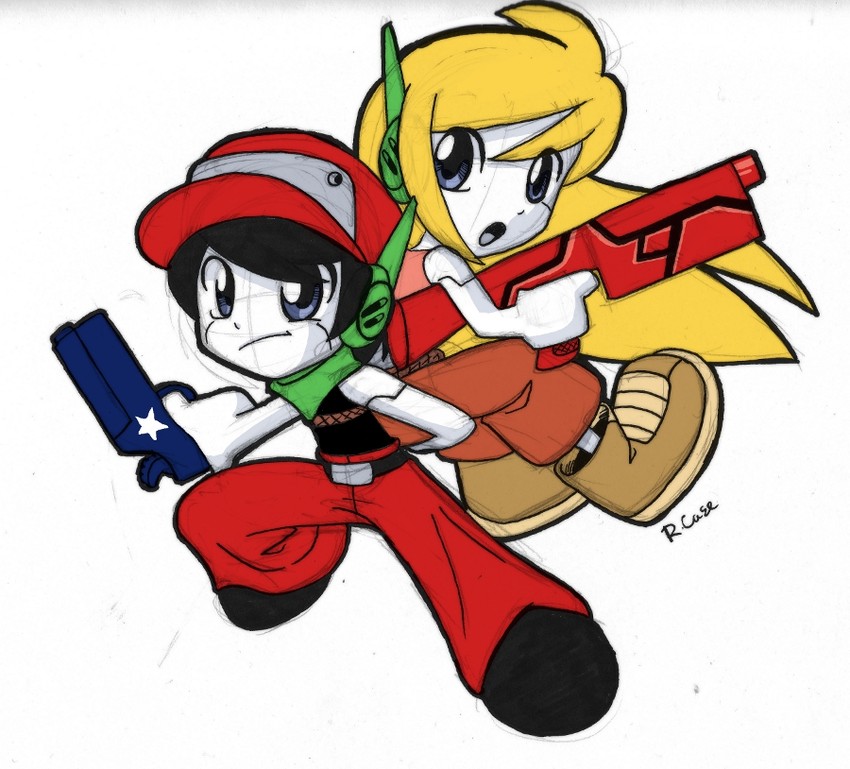 curly brace and quote (cave story) drawn by robert_j_case