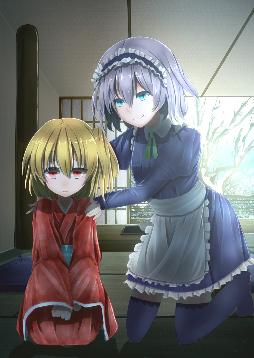 flandre scarlet and izayoi sakuya (touhou) drawn by surume_(kvpsurume)