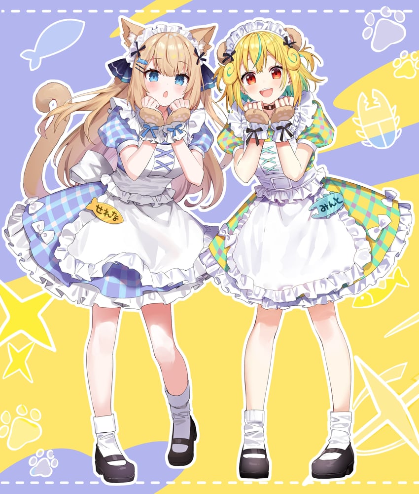 hanazono serena and seira mint (nhot bot) drawn by yumesaki_nana