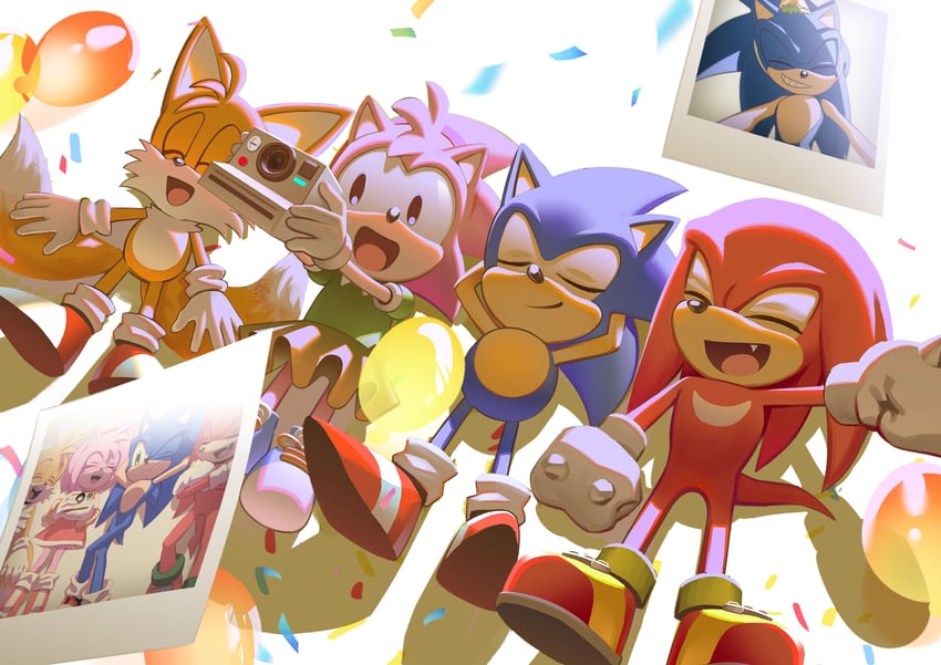 sonic the hedgehog, amy rose, tails, knuckles the echidna, classic sonic, and 3 more (sonic and 1 more) drawn by hyeon_sonic