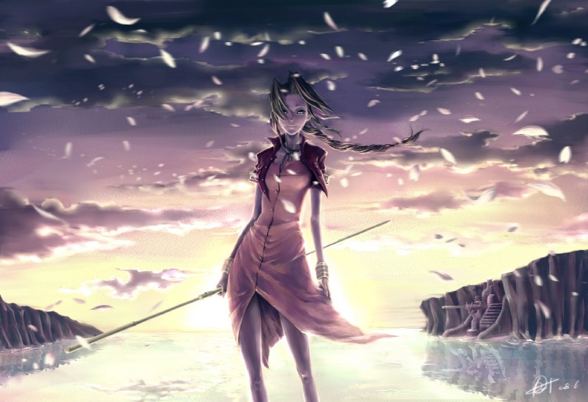 aerith gainsborough (final fantasy and 1 more) drawn by kieta