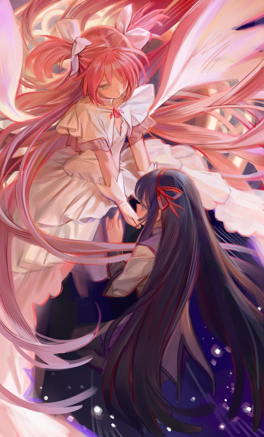 akemi homura, kaname madoka, and ultimate madoka (mahou shoujo madoka magica) drawn by kofi-mo