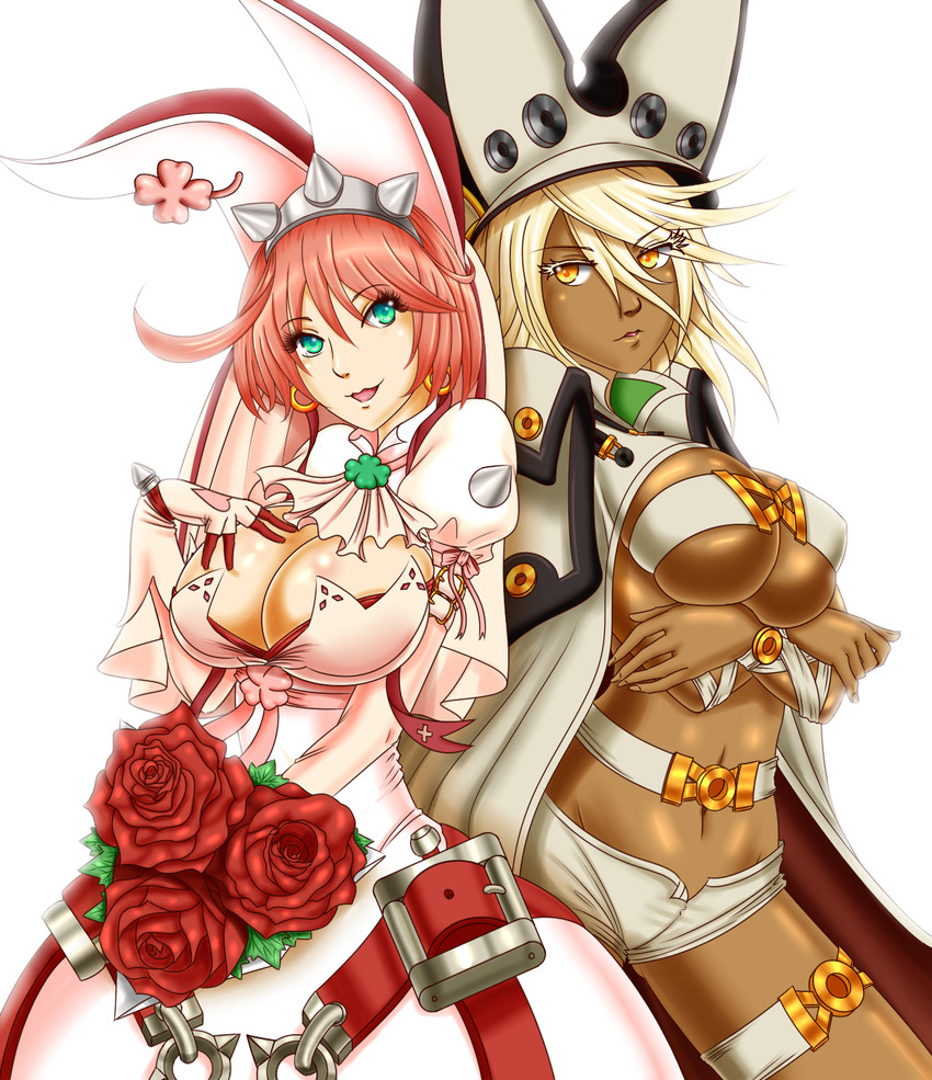 ramlethal valentine and elphelt valentine (guilty gear and 1 more) drawn by iforher