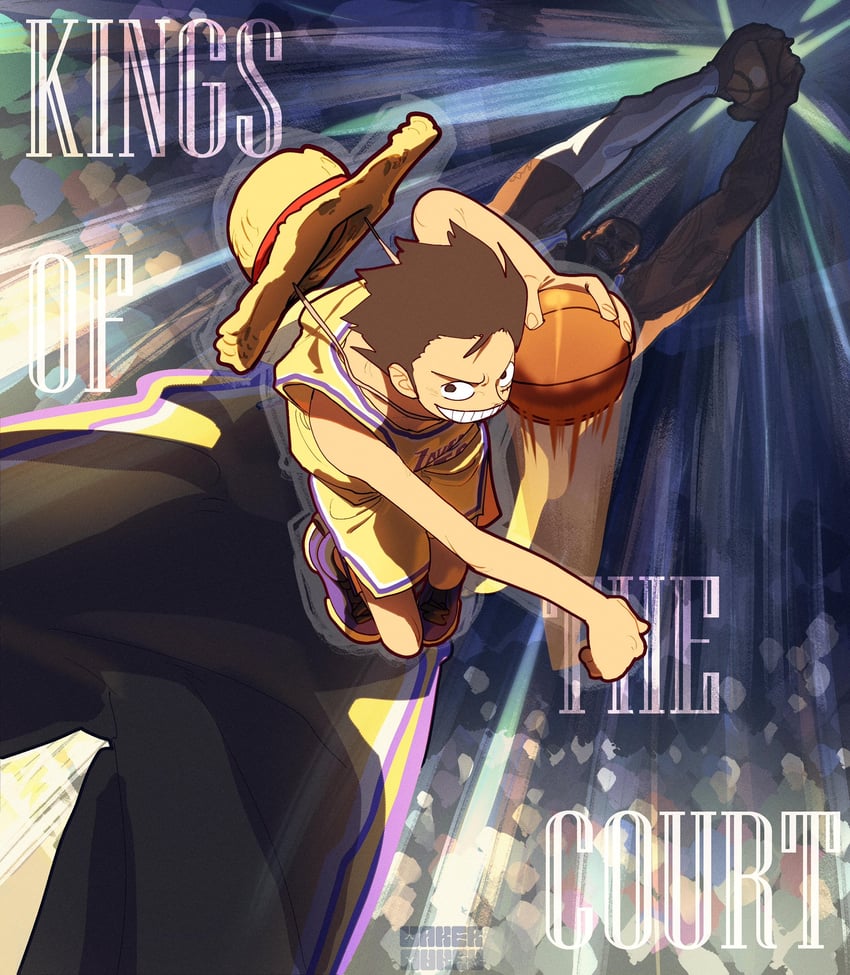 monkey d. luffy and lebron james (one piece and 3 more) drawn by taku_(aywakutakuay)