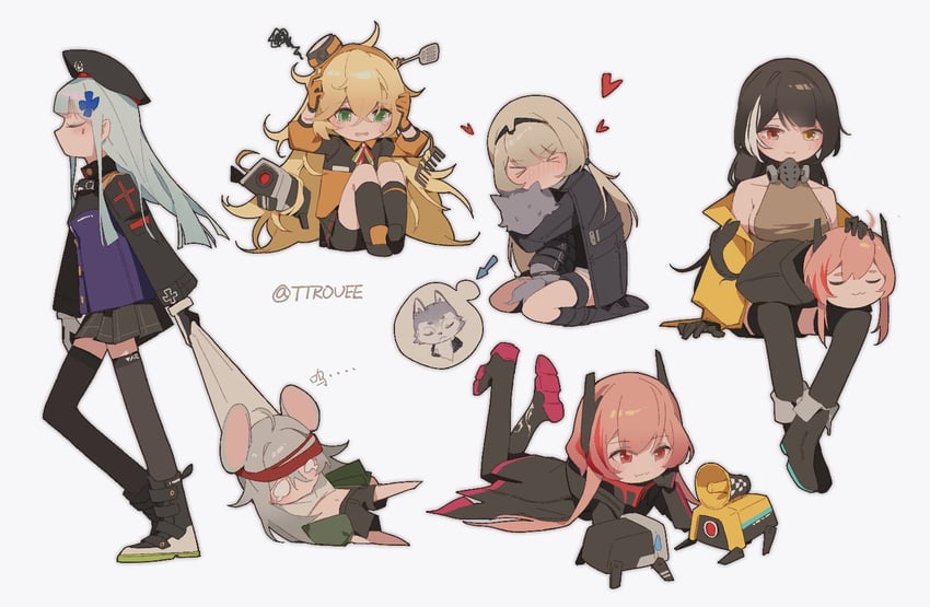 hk416, an-94, m4 sopmod ii, ro635, dinergate, and 3 more (girls' frontline) drawn by trove