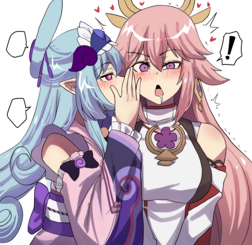 yae miko and yumemizuki mizuki (genshin impact) drawn by hinghoi