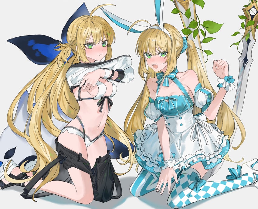 artoria pendragon and artoria caster (fate and 1 more) drawn by yurumawari