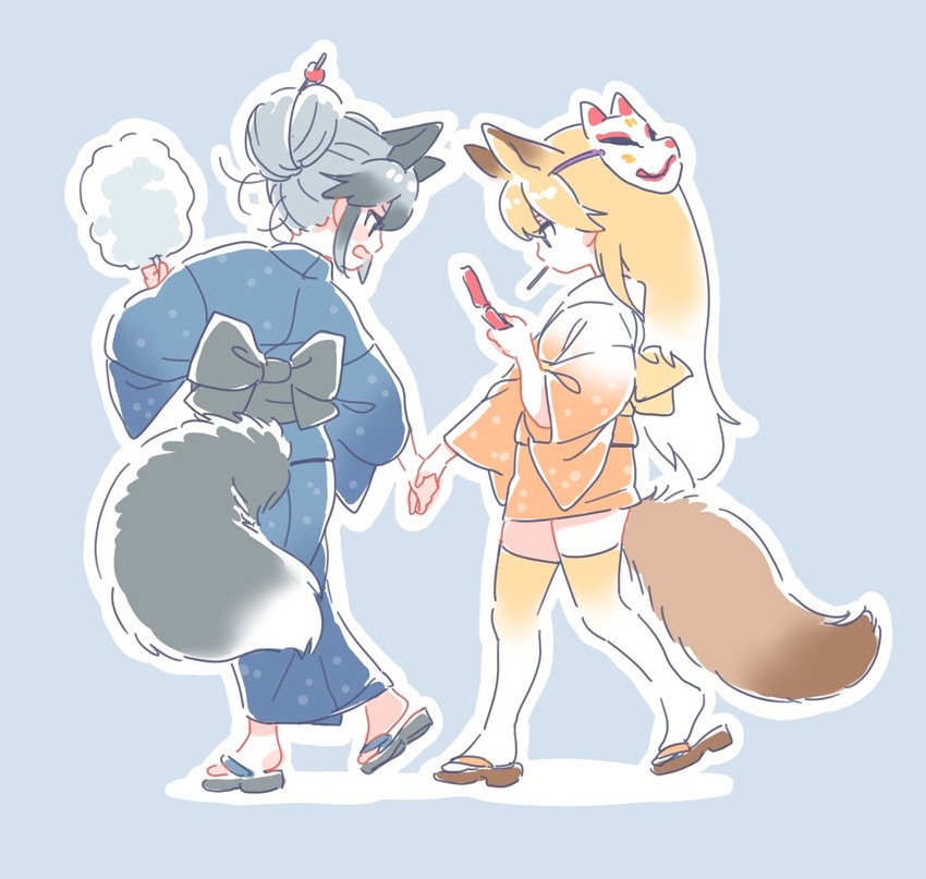 silver fox and ezo red fox (kemono friends) drawn by mitsumoto_jouji